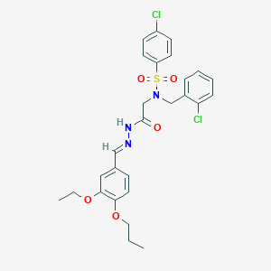 molecular formula C27H29Cl2N3O5S B313342 4-chloro-N-(2-chlorobenzyl)-N-{2-[2-(3-ethoxy-4-propoxybenzylidene)hydrazino]-2-oxoethyl}benzenesulfonamide 