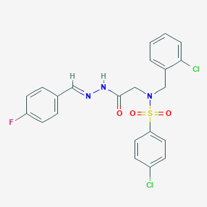 molecular formula C22H18Cl2FN3O3S B313343 4-chloro-N-(2-chlorobenzyl)-N-{2-[2-(4-fluorobenzylidene)hydrazino]-2-oxoethyl}benzenesulfonamide 