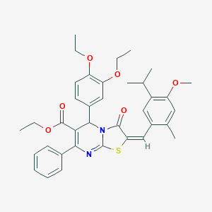 molecular formula C37H40N2O6S B313349 ethyl 5-(3,4-diethoxyphenyl)-2-(5-isopropyl-4-methoxy-2-methylbenzylidene)-3-oxo-7-phenyl-2,3-dihydro-5H-[1,3]thiazolo[3,2-a]pyrimidine-6-carboxylate 
