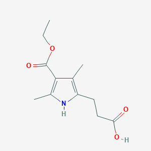 molecular formula C12H17NO4 B3133501 3-[4-(ethoxycarbonyl)-3,5-dimethyl-1H-pyrrol-2-yl]propanoic acid CAS No. 39160-88-8
