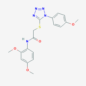 molecular formula C18H19N5O4S B313354 N-(2,4-dimethoxyphenyl)-2-{[1-(4-methoxyphenyl)-1H-tetraazol-5-yl]sulfanyl}acetamide 