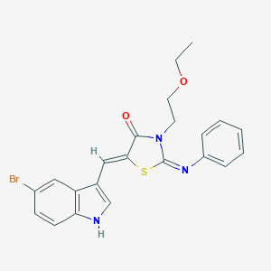 molecular formula C22H20BrN3O2S B313357 (5Z)-5-[(5-bromo-1H-indol-3-yl)methylidene]-3-(2-ethoxyethyl)-2-phenylimino-1,3-thiazolidin-4-one 