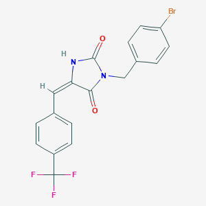molecular formula C18H12BrF3N2O2 B313359 (5E)-3-(4-bromobenzyl)-5-[4-(trifluoromethyl)benzylidene]imidazolidine-2,4-dione 