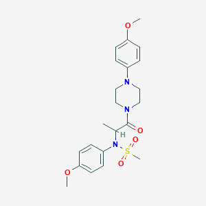 molecular formula C22H29N3O5S B313361 N-(4-methoxyphenyl)-N-{1-[4-(4-methoxyphenyl)piperazin-1-yl]-1-oxopropan-2-yl}methanesulfonamide 