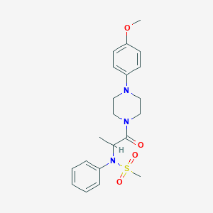 molecular formula C21H27N3O4S B313362 N-{1-[4-(4-methoxyphenyl)piperazin-1-yl]-1-oxopropan-2-yl}-N-phenylmethanesulfonamide 