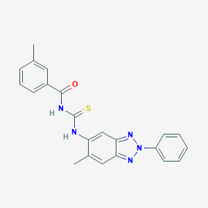 molecular formula C22H19N5OS B313364 3-methyl-N-[(6-methyl-2-phenyl-2H-benzotriazol-5-yl)carbamothioyl]benzamide 