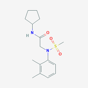 molecular formula C16H24N2O3S B313369 N-cyclopentyl-2-[2,3-dimethyl(methylsulfonyl)anilino]acetamide 