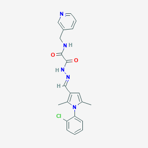 molecular formula C21H20ClN5O2 B313371 2-[(2E)-2-{[1-(2-chlorophenyl)-2,5-dimethyl-1H-pyrrol-3-yl]methylidene}hydrazinyl]-2-oxo-N-(pyridin-3-ylmethyl)acetamide 