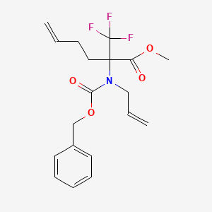 molecular formula C19H22F3NO4 B3133728 Methyl 2-{allyl[(benzyloxy)carbonyl]amino}-2-(trifluoromethyl)hex-5-enoate CAS No. 397844-32-5