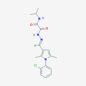 molecular formula C18H21ClN4O2 B313373 2-[(2E)-2-{[1-(2-chlorophenyl)-2,5-dimethyl-1H-pyrrol-3-yl]methylidene}hydrazinyl]-2-oxo-N-(propan-2-yl)acetamide 
