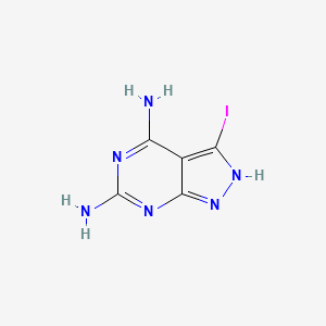 molecular formula C5H5IN6 B3133752 3-Iodo-1h-pyrazolo[3,4-d]pyrimidine-4,6-diamine CAS No. 398117-44-7