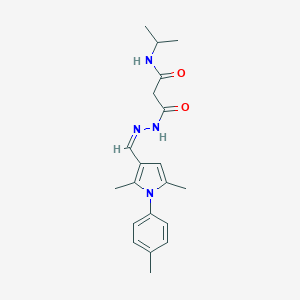 molecular formula C20H26N4O2 B313376 3-(2-{[2,5-dimethyl-1-(4-methylphenyl)-1H-pyrrol-3-yl]methylene}hydrazino)-N-isopropyl-3-oxopropanamide 
