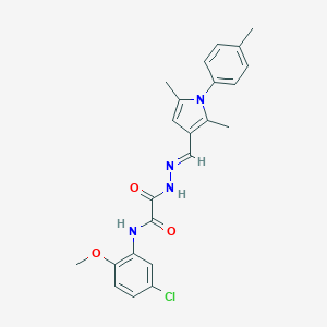 molecular formula C23H23ClN4O3 B313377 N-(5-chloro-2-methoxyphenyl)-2-(2-{[2,5-dimethyl-1-(4-methylphenyl)-1H-pyrrol-3-yl]methylene}hydrazino)-2-oxoacetamide 