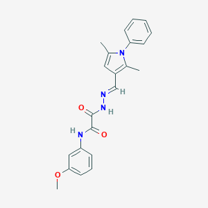 molecular formula C22H22N4O3 B313379 2-{(2E)-2-[(2,5-dimethyl-1-phenyl-1H-pyrrol-3-yl)methylidene]hydrazinyl}-N-(3-methoxyphenyl)-2-oxoacetamide 