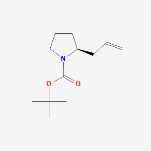 molecular formula C12H21NO2 B3133796 1-吡咯烷甲酸，2-(2-丙烯基)-，1,1-二甲基乙酯，(2S)- CAS No. 399044-21-4