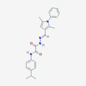molecular formula C24H26N4O2 B313382 2-{2-[(2,5-dimethyl-1-phenyl-1H-pyrrol-3-yl)methylene]hydrazino}-N-(4-isopropylphenyl)-2-oxoacetamide 