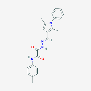 molecular formula C22H22N4O2 B313383 2-{(2E)-2-[(2,5-dimethyl-1-phenyl-1H-pyrrol-3-yl)methylidene]hydrazinyl}-N-(4-methylphenyl)-2-oxoacetamide 