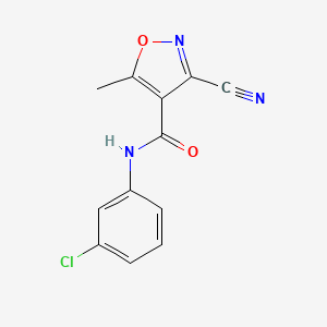 molecular formula C12H8ClN3O2 B3133854 N-(3-chlorophenyl)-3-cyano-5-methyl-4-isoxazolecarboxamide CAS No. 400074-23-9