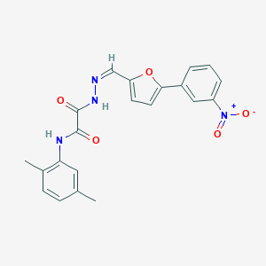 molecular formula C21H18N4O5 B313386 N-(2,5-dimethylphenyl)-2-{2-[(5-{3-nitrophenyl}-2-furyl)methylene]hydrazino}-2-oxoacetamide 