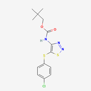 molecular formula C14H16ClN3O2S2 B3133870 neopentyl N-{5-[(4-chlorophenyl)sulfanyl]-1,2,3-thiadiazol-4-yl}carbamate CAS No. 400074-50-2