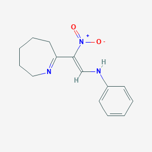 molecular formula C14H17N3O2 B3133883 N-[(Z)-2-nitro-2-(3,4,5,6-tetrahydro-2H-azepin-7-yl)ethenyl]aniline CAS No. 400074-68-2