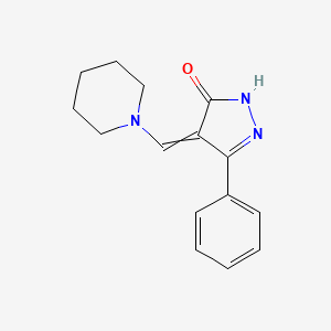 molecular formula C15H17N3O B3133885 3-phenyl-4-(piperidin-1-ylmethylidene)-1H-pyrazol-5-one CAS No. 400074-70-6