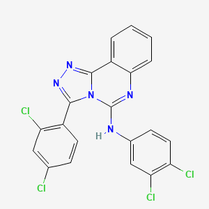 molecular formula C21H11Cl4N5 B3133904 3-(2,4-dichlorophenyl)-N-(3,4-dichlorophenyl)-[1,2,4]triazolo[4,3-c]quinazolin-5-amine CAS No. 400075-14-1