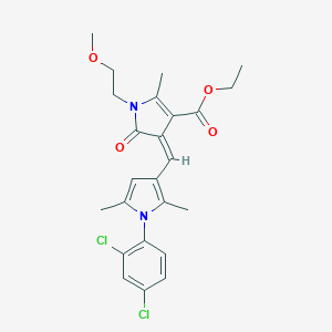 molecular formula C24H26Cl2N2O4 B313392 ethyl (4Z)-4-{[1-(2,4-dichlorophenyl)-2,5-dimethyl-1H-pyrrol-3-yl]methylidene}-1-(2-methoxyethyl)-2-methyl-5-oxo-4,5-dihydro-1H-pyrrole-3-carboxylate 
