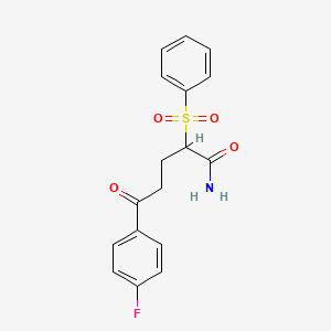 molecular formula C17H16FNO4S B3133925 5-(4-Fluorophenyl)-5-oxo-2-(phenylsulfonyl)pentanamide CAS No. 400075-36-7