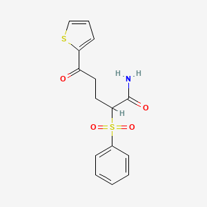 molecular formula C15H15NO4S2 B3133939 5-Oxo-2-(phenylsulfonyl)-5-(2-thienyl)pentanamide CAS No. 400075-41-4