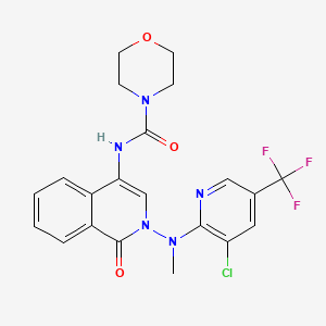 molecular formula C21H19ClF3N5O3 B3133964 N-[2-[[3-chloro-5-(trifluoromethyl)pyridin-2-yl]-methylamino]-1-oxoisoquinolin-4-yl]morpholine-4-carboxamide CAS No. 400075-74-3