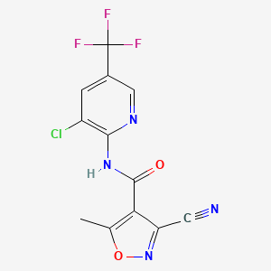 molecular formula C12H6ClF3N4O2 B3134002 N-[3-chloro-5-(trifluoromethyl)-2-pyridinyl]-3-cyano-5-methyl-4-isoxazolecarboxamide CAS No. 400076-14-4