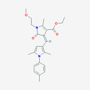 molecular formula C25H30N2O4 B313401 ethyl (4Z)-4-{[2,5-dimethyl-1-(4-methylphenyl)-1H-pyrrol-3-yl]methylidene}-1-(2-methoxyethyl)-2-methyl-5-oxo-4,5-dihydro-1H-pyrrole-3-carboxylate 