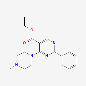 molecular formula C18H22N4O2 B3134019 Ethyl 4-(4-methylpiperazino)-2-phenyl-5-pyrimidinecarboxylate CAS No. 400076-27-9