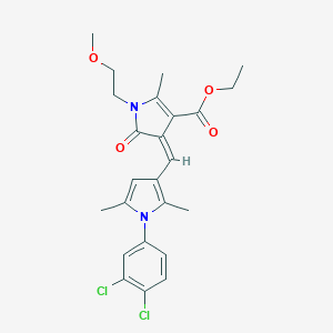 molecular formula C24H26Cl2N2O4 B313402 ethyl (4Z)-4-{[1-(3,4-dichlorophenyl)-2,5-dimethyl-1H-pyrrol-3-yl]methylidene}-1-(2-methoxyethyl)-2-methyl-5-oxo-4,5-dihydro-1H-pyrrole-3-carboxylate 
