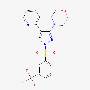 molecular formula C19H17F3N4O3S B3134044 4-(4-(2-pyridinyl)-1-{[3-(trifluoromethyl)phenyl]sulfonyl}-1H-pyrazol-3-yl)morpholine CAS No. 400076-43-9