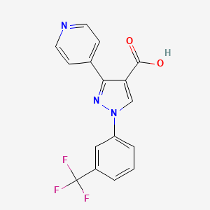 molecular formula C16H10F3N3O2 B3134050 3-pyridin-4-yl-1-[3-(trifluoromethyl)phenyl]pyrazole-4-carboxylic Acid CAS No. 400076-49-5