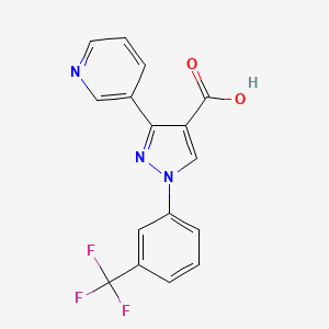 molecular formula C16H10F3N3O2 B3134054 3-pyridin-3-yl-1-[3-(trifluoromethyl)phenyl]pyrazole-4-carboxylic Acid CAS No. 400076-50-8