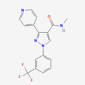 molecular formula C17H13F3N4O B3134065 N-methyl-3-(4-pyridinyl)-1-[3-(trifluoromethyl)phenyl]-1H-pyrazole-4-carboxamide CAS No. 400076-54-2