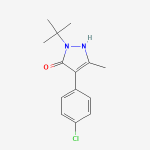molecular formula C14H17ClN2O B3134067 2-(tert-butyl)-4-(4-chlorophenyl)-5-methyl-1,2-dihydro-3H-pyrazol-3-one CAS No. 400076-62-2