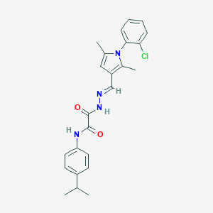 molecular formula C24H25ClN4O2 B313407 2-(2-{[1-(2-chlorophenyl)-2,5-dimethyl-1H-pyrrol-3-yl]methylene}hydrazino)-N-(4-isopropylphenyl)-2-oxoacetamide 