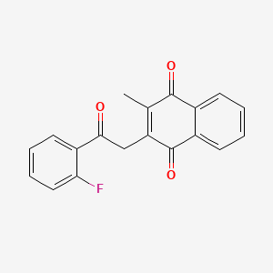 molecular formula C19H13FO3 B3134074 2-[2-(2-Fluorophenyl)-2-oxoethyl]-3-methylnaphthoquinone CAS No. 400076-70-2