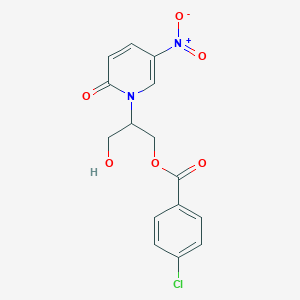 molecular formula C15H13ClN2O6 B3134082 3-hydroxy-2-[5-nitro-2-oxo-1(2H)-pyridinyl]propyl 4-chlorobenzenecarboxylate CAS No. 400076-76-8