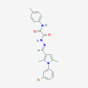 molecular formula C22H21BrN4O2 B313409 2-[(2E)-2-{[1-(3-bromophenyl)-2,5-dimethyl-1H-pyrrol-3-yl]methylidene}hydrazinyl]-N-(4-methylphenyl)-2-oxoacetamide 