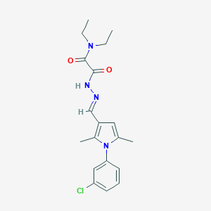 molecular formula C19H23ClN4O2 B313412 2-[(2E)-2-{[1-(3-chlorophenyl)-2,5-dimethyl-1H-pyrrol-3-yl]methylidene}hydrazinyl]-N,N-diethyl-2-oxoacetamide 