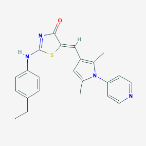 molecular formula C23H22N4OS B313415 (5Z)-5-[(2,5-dimethyl-1-pyridin-4-ylpyrrol-3-yl)methylidene]-2-(4-ethylanilino)-1,3-thiazol-4-one 