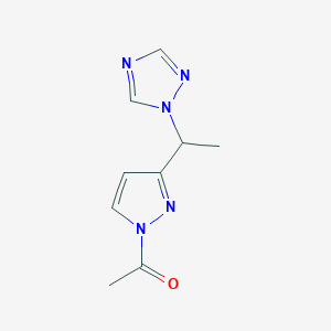 molecular formula C9H11N5O B3134179 1-{3-[1-(1H-1,2,4-triazol-1-yl)ethyl]-1H-pyrazol-1-yl}-1-ethanone CAS No. 400077-62-5