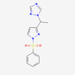 molecular formula C13H13N5O2S B3134183 1-{1-[1-(phenylsulfonyl)-1H-pyrazol-3-yl]ethyl}-1H-1,2,4-triazole CAS No. 400077-63-6
