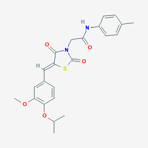 molecular formula C23H24N2O5S B313420 2-{(5Z)-5-[3-methoxy-4-(propan-2-yloxy)benzylidene]-2,4-dioxo-1,3-thiazolidin-3-yl}-N-(4-methylphenyl)acetamide 
