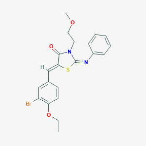 molecular formula C21H21BrN2O3S B313423 5-(3-Bromo-4-ethoxybenzylidene)-3-(2-methoxyethyl)-2-(phenylimino)-1,3-thiazolidin-4-one 